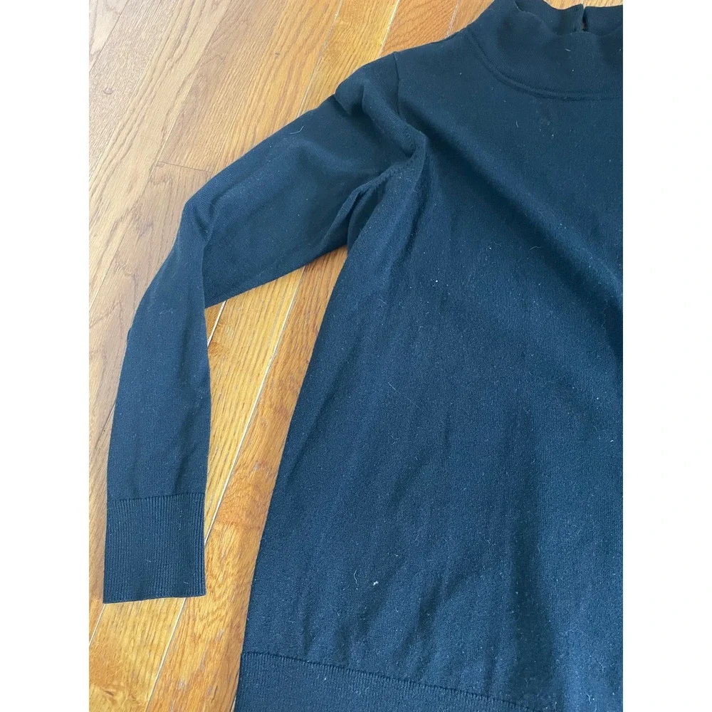 LOFT Sweater‎ Womens Small Black Wool Viscose Nylon Blend Turtleneck Open Back